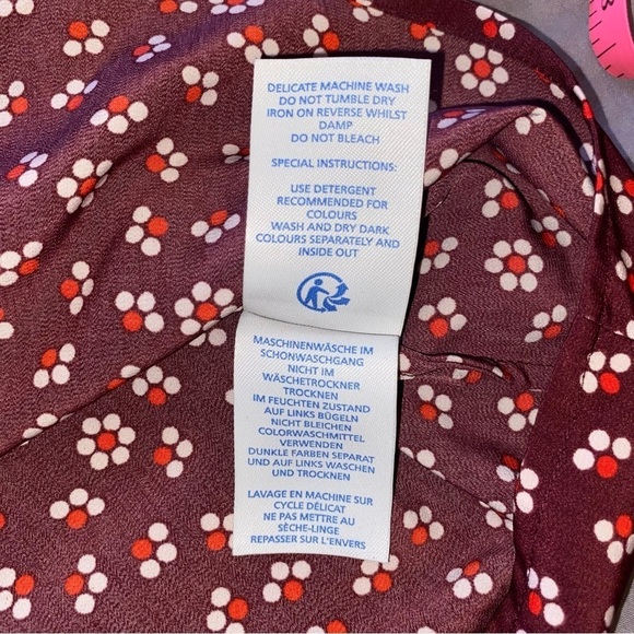 Boden Floral Burgundy Blouse Size US 8R - Picture 9 of 10